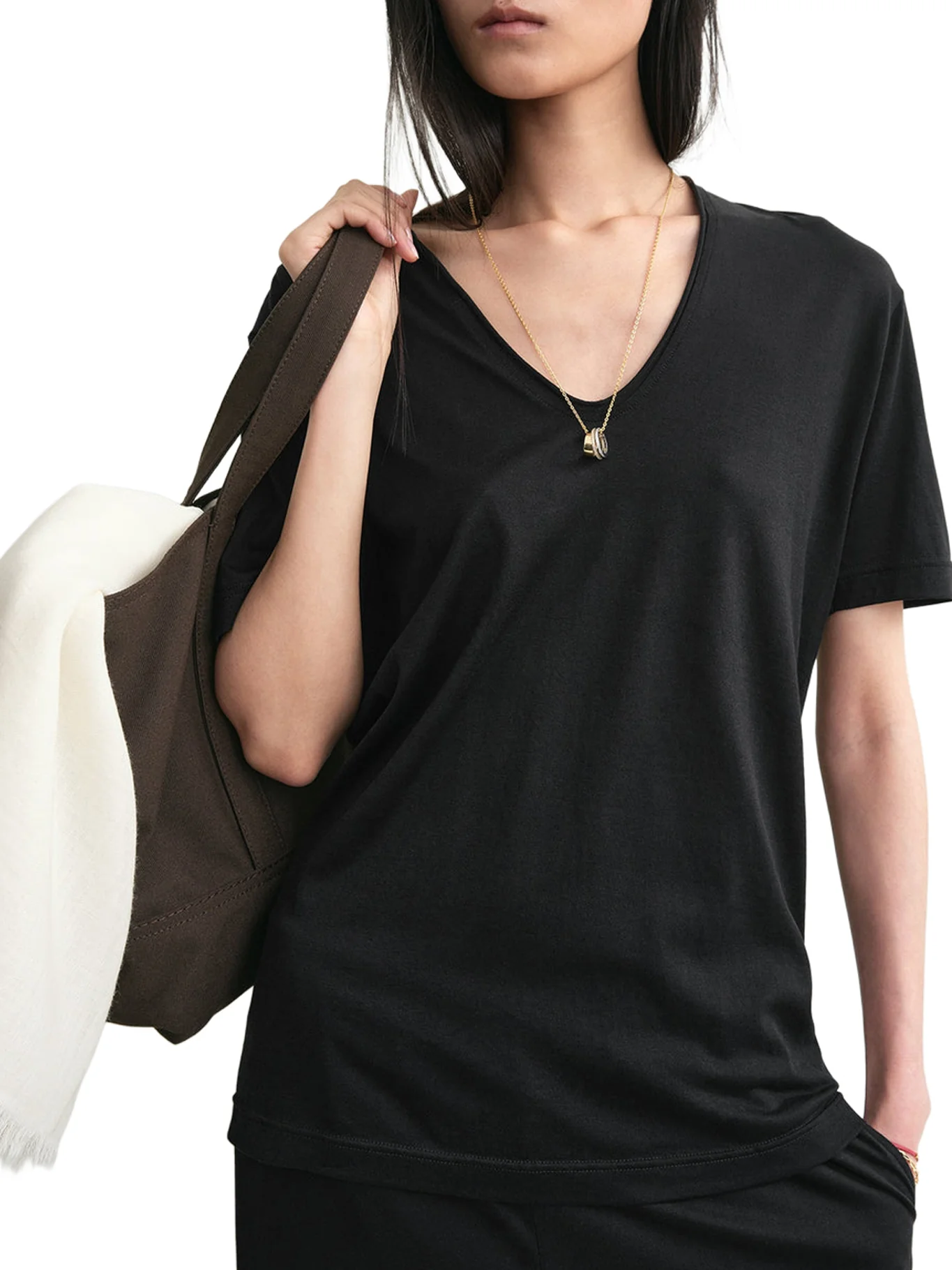 COTTON AND SILK T-SHIRT - Image 3
