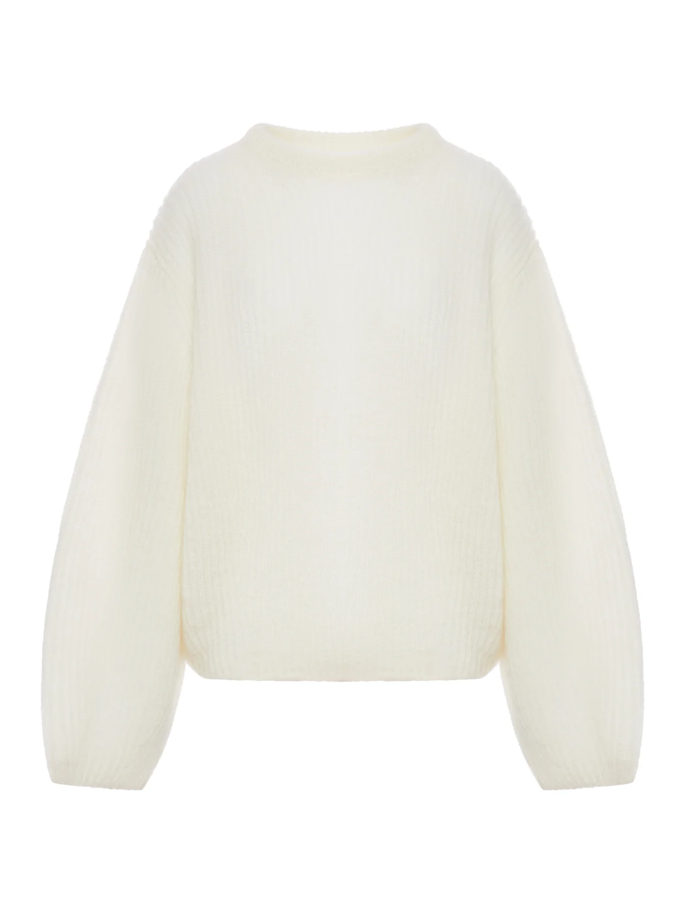 ECRU MOHAIR BLEND RIBBED SWEATER