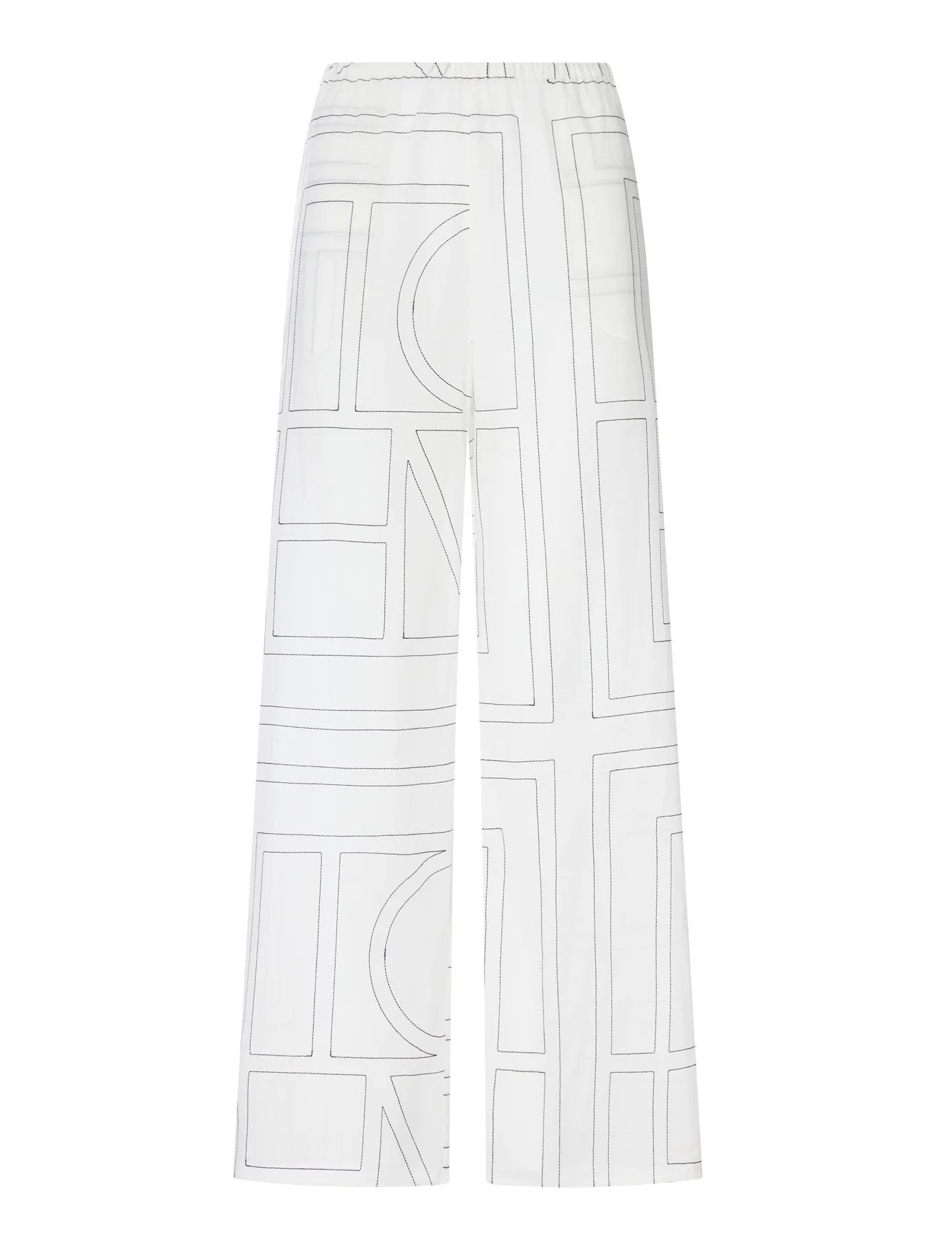 MONOGRAM COTTON-BLEND PJ BOTTOMS WHITE/BLACK