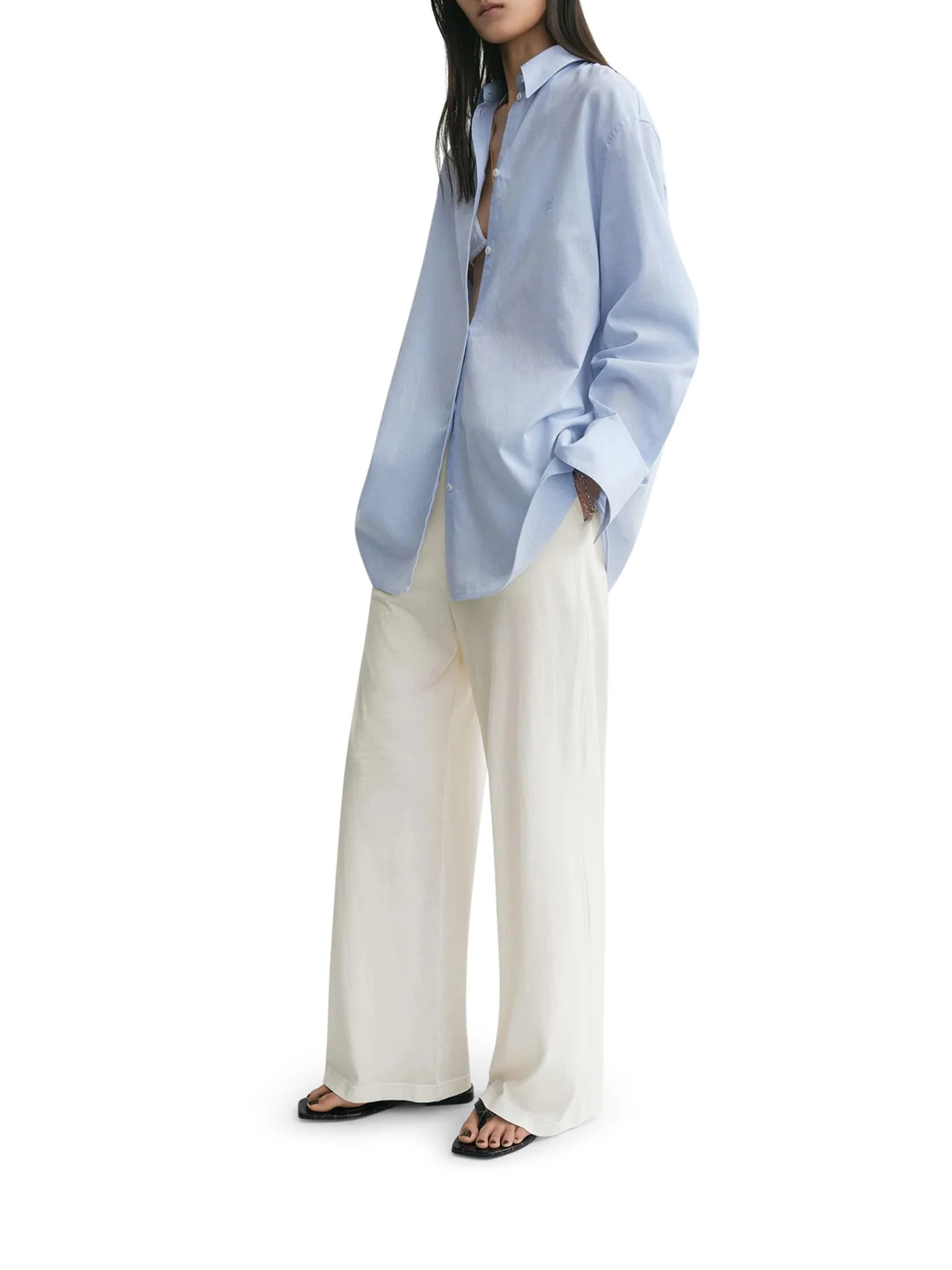 OVERSIZED SKY COTTON AND LINEN BLEND SHIRT - Image 4