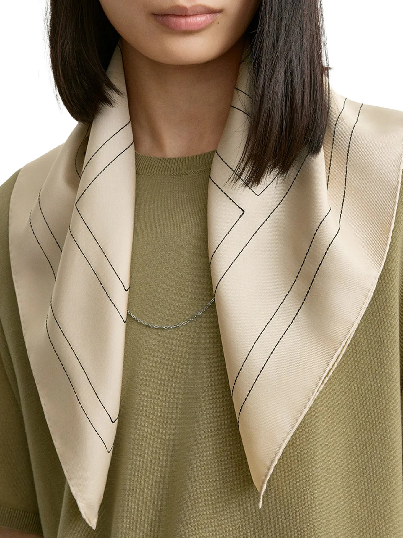 SILK SCARF WITH MONOGRAM EMBROIDERY - Image 3