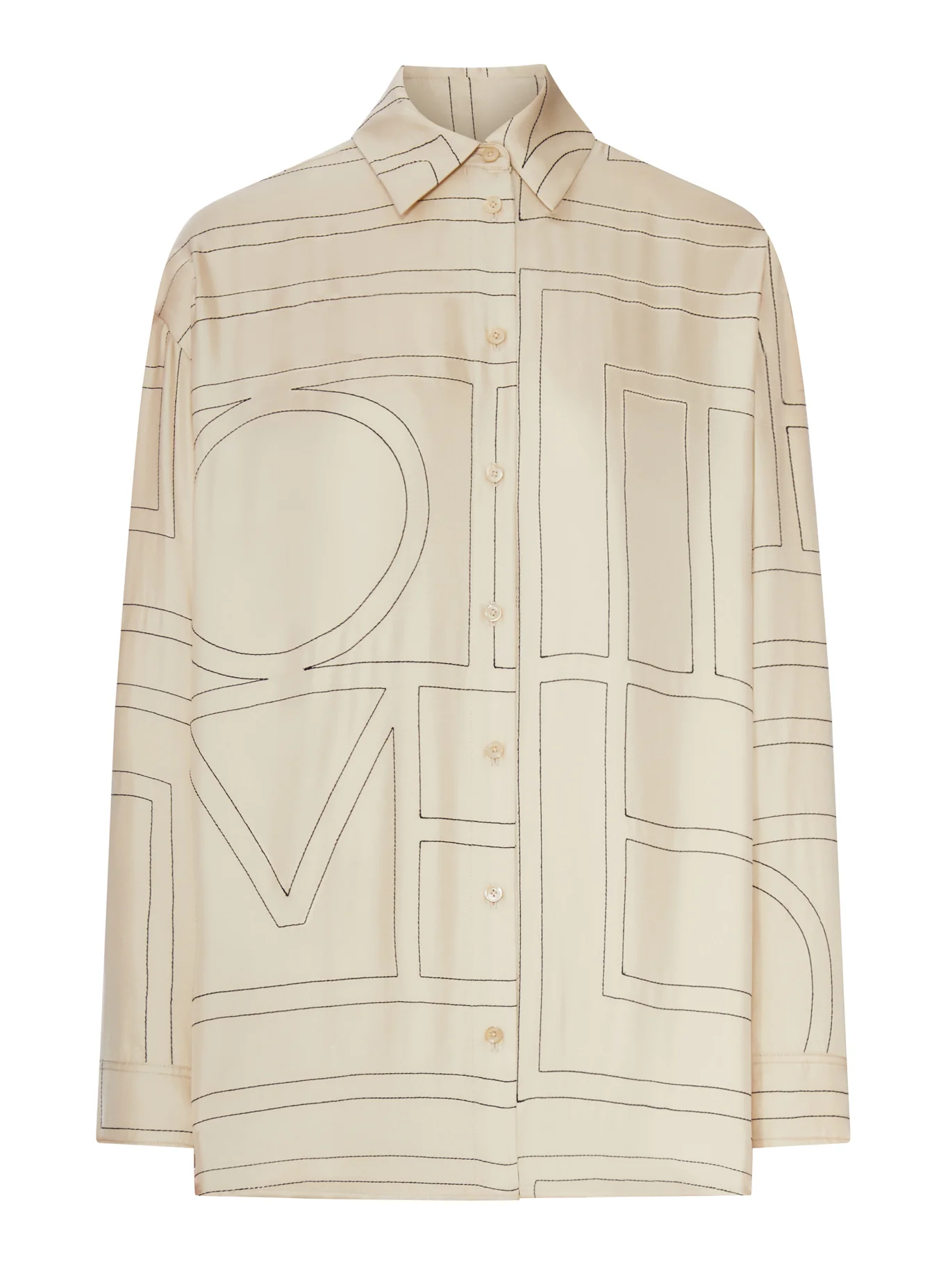 SILK SHIRT WITH MONOGRAM EMBROIDERY