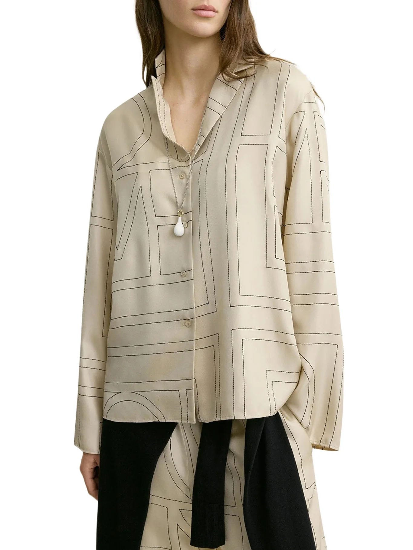 SILK SHIRT WITH MONOGRAM EMBROIDERY - Image 3