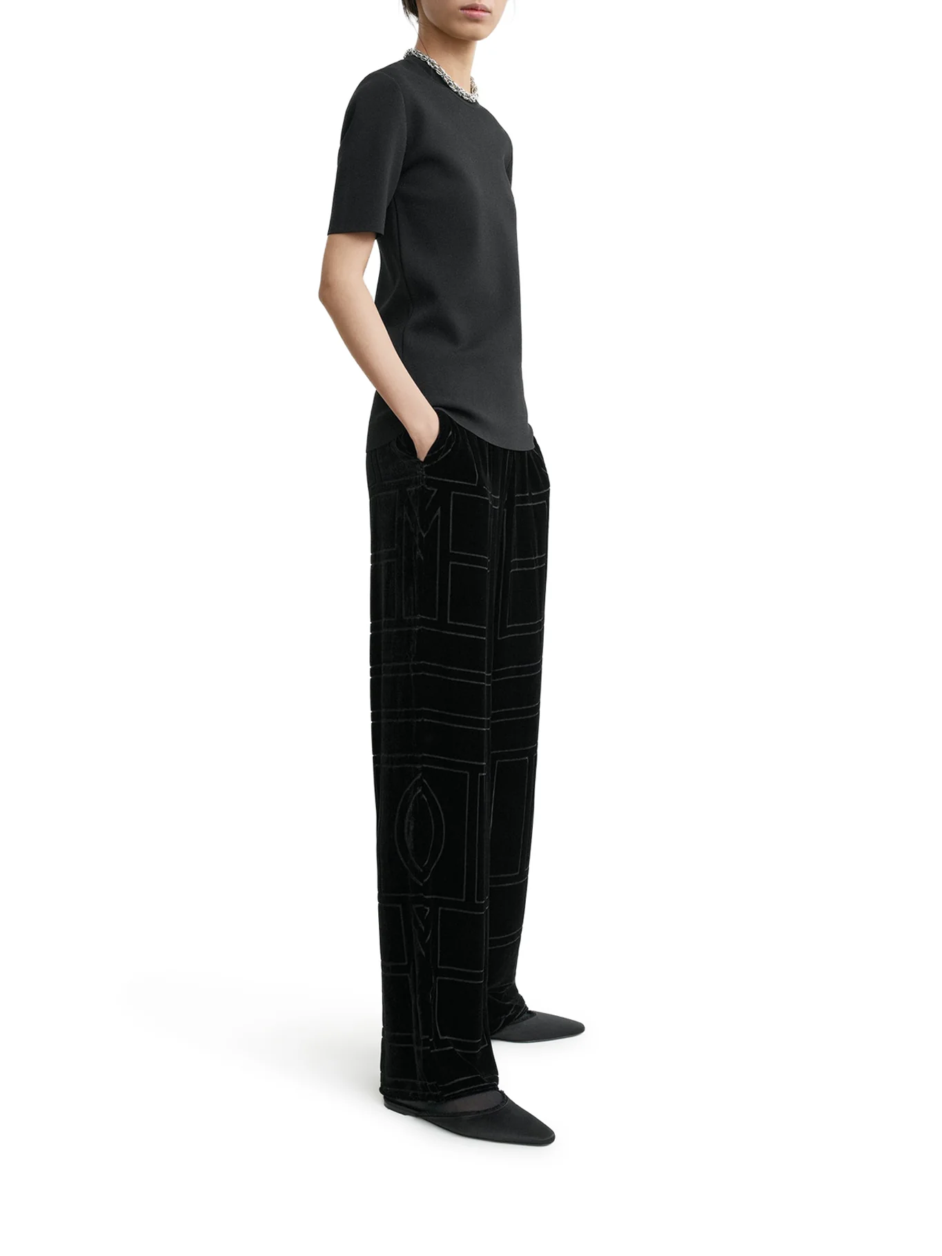 VELVET TROUSERS WITH DÉVORÉ MONOGRAM - Image 4