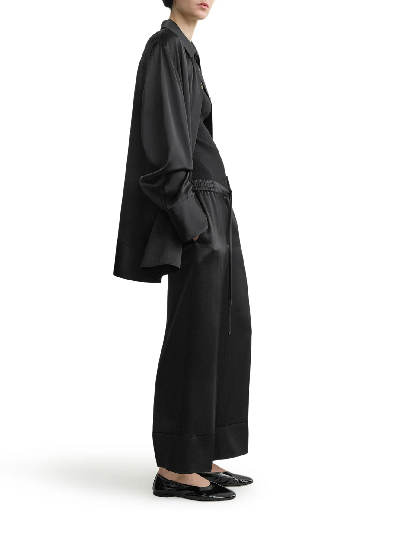 WIDE-LEG SATIN TROUSERS WITH DRAWSTRING - Image 3