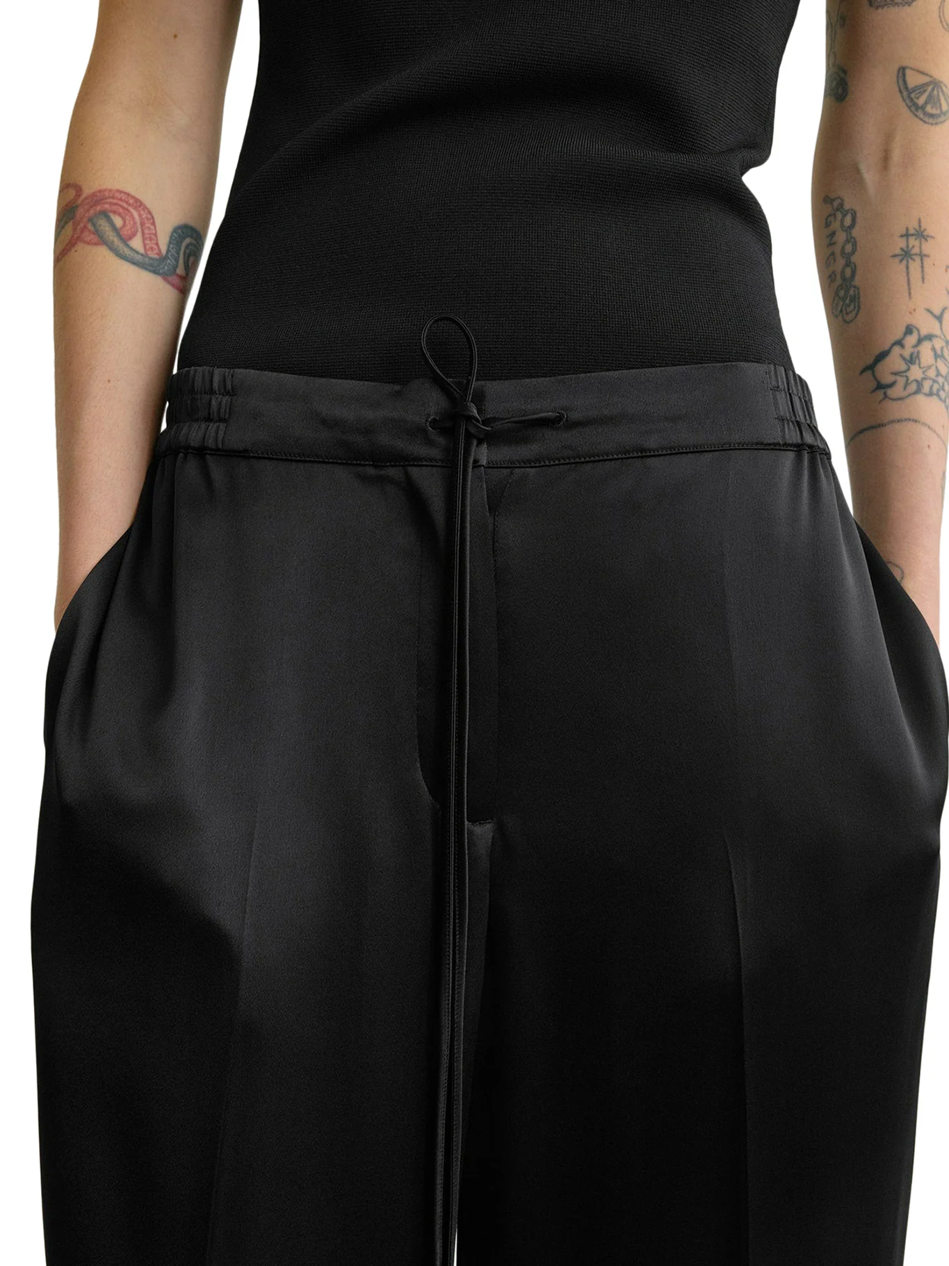 WIDE-LEG SATIN TROUSERS WITH DRAWSTRING - Image 5