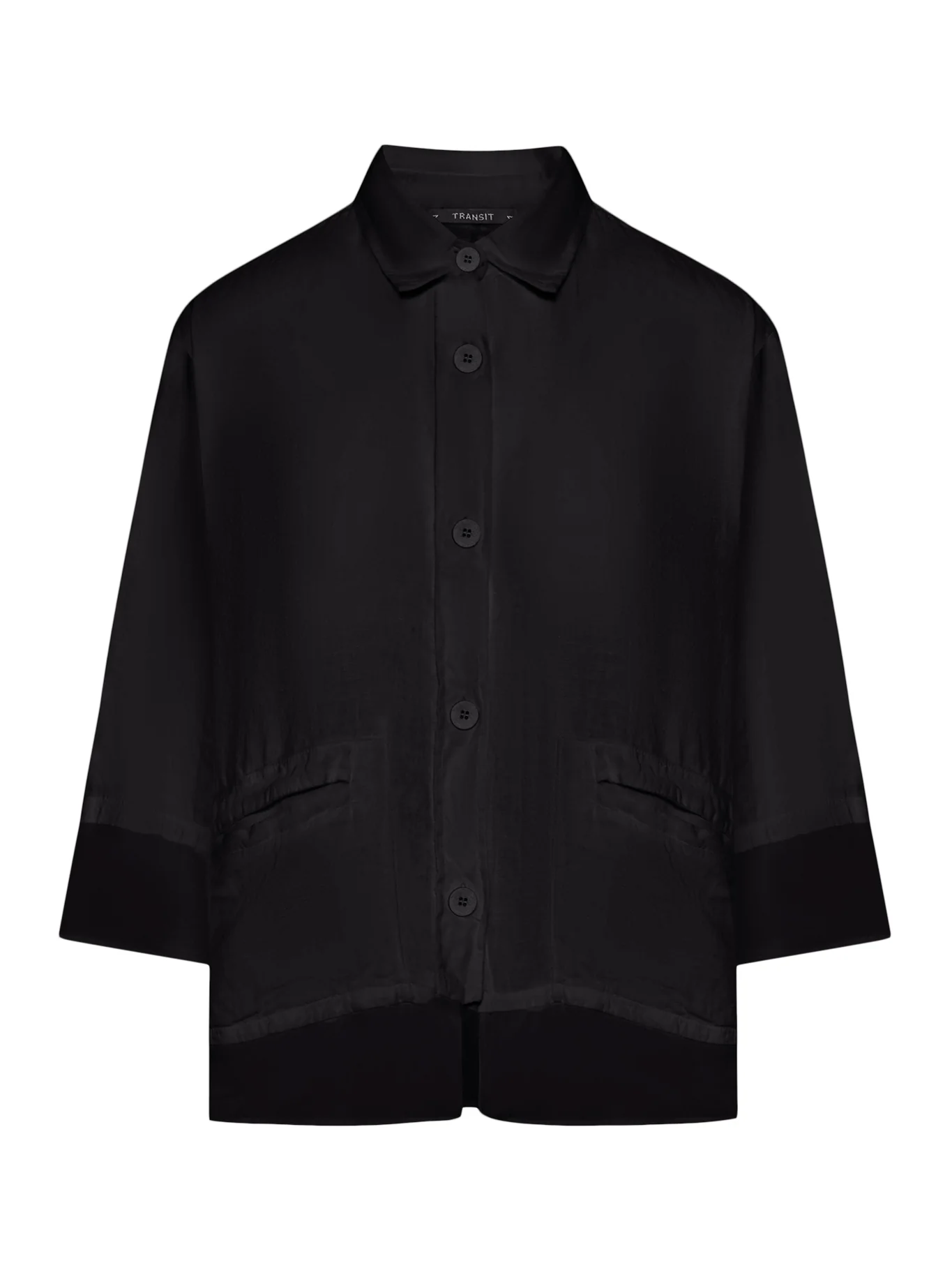 3/4 SLEEVE LINEN SHIRT WITH GEORGETTE INSERTS