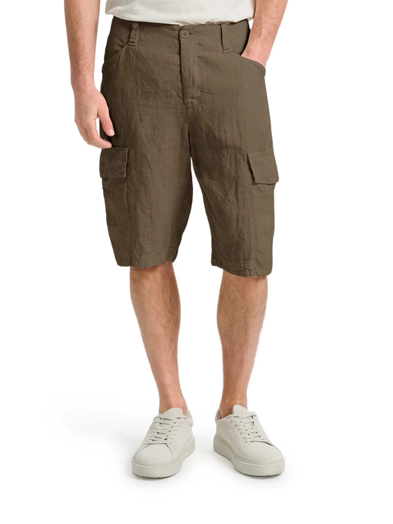 LINEN CARGO BERMUDA SHORTS - Image 3