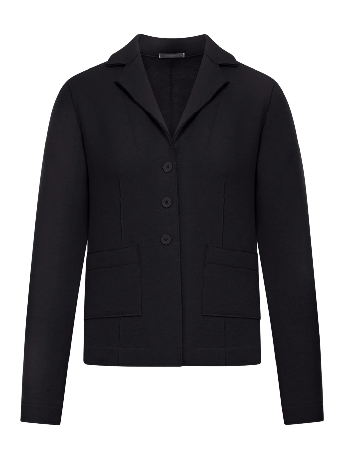 SHAPED WOOL JACKET WITH HERRINGBONE PATTERN INSIDE