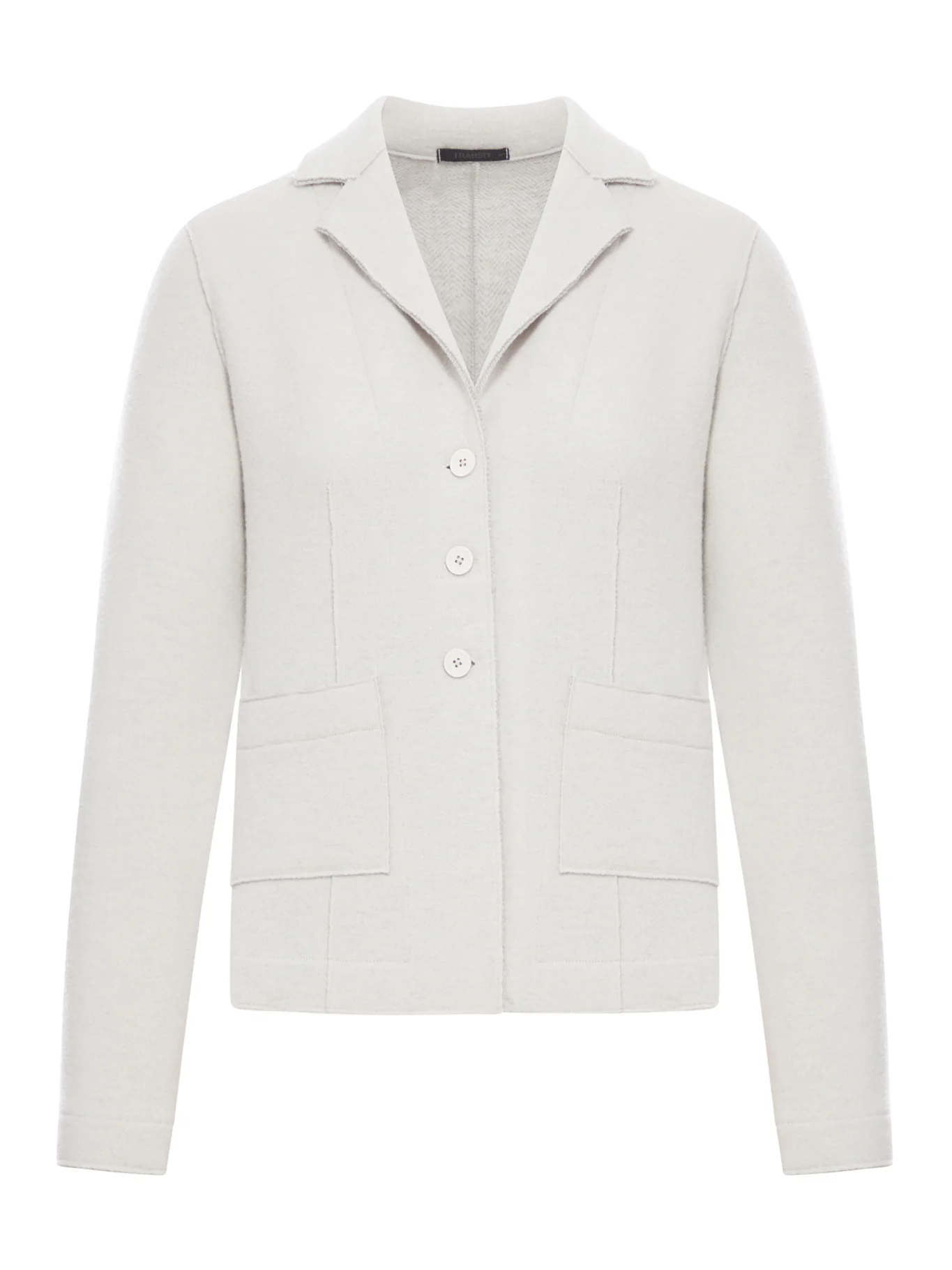 SHAPED WOOL JACKET WITH HERRINGBONE PATTERN INSIDE