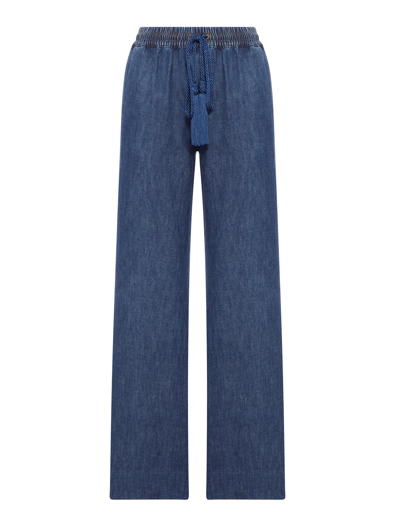 WIDE LEG CHAMBRAY PANTS