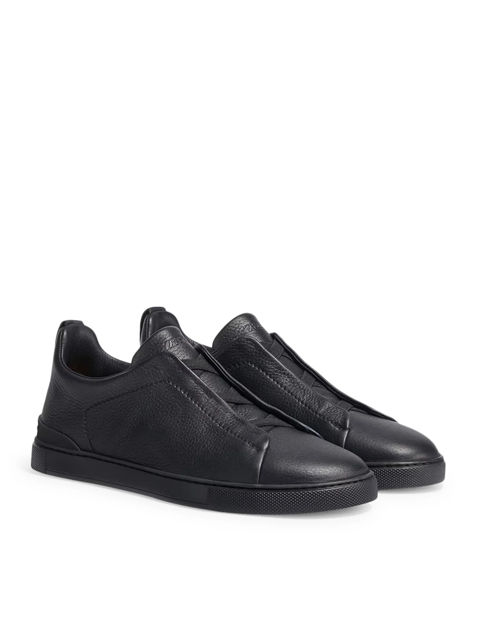 TRIPLE STITCH SNEAKERS IN BLACK DEERSKIN - Image 3