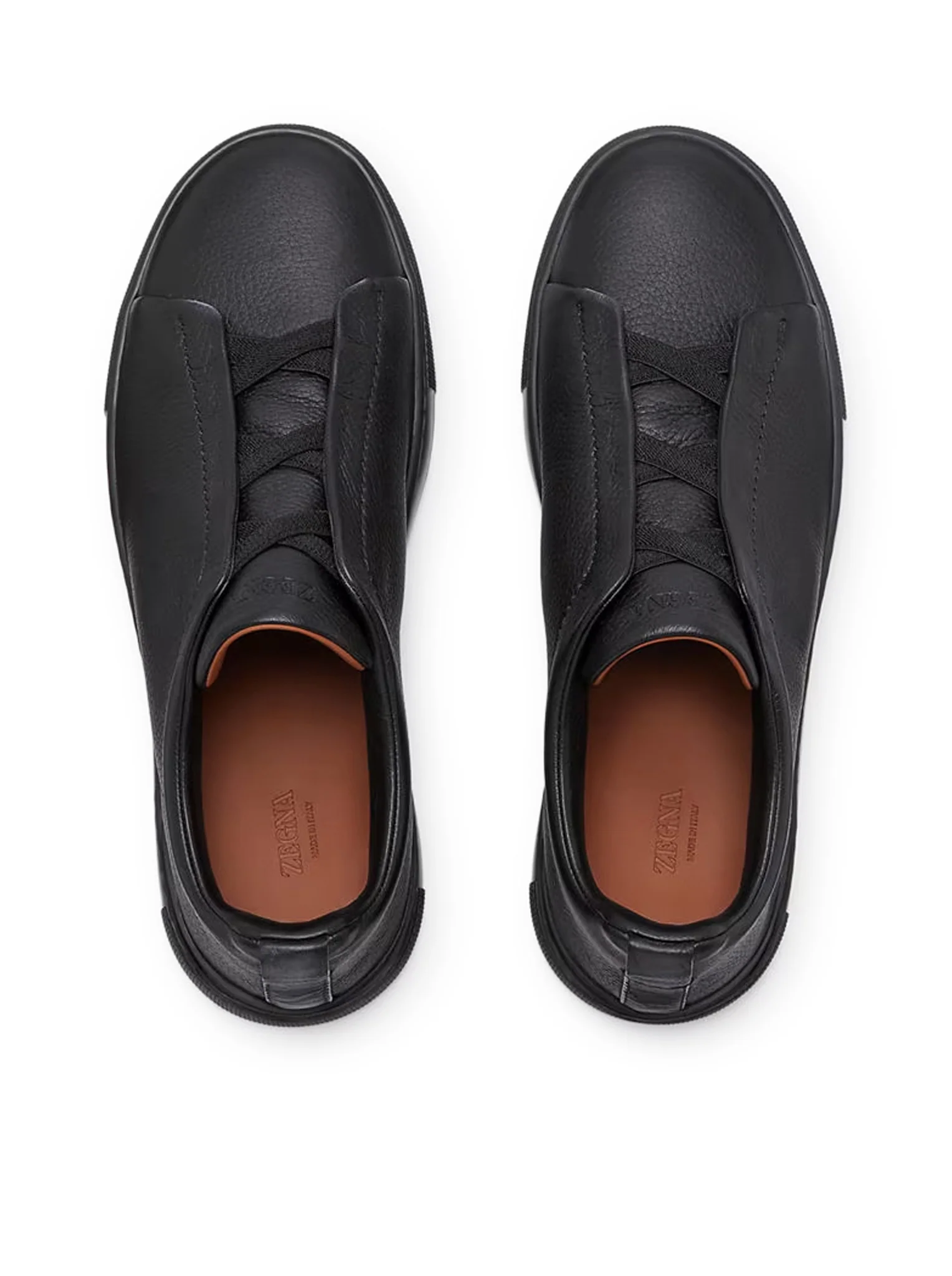 TRIPLE STITCH SNEAKERS IN BLACK DEERSKIN - Image 4