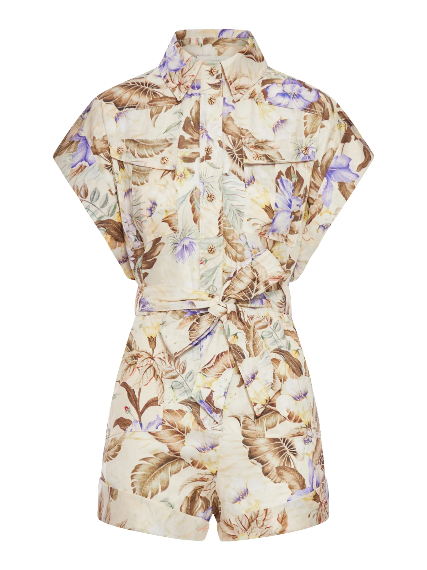 FLORAL PRINT LINEN JUMPSUIT