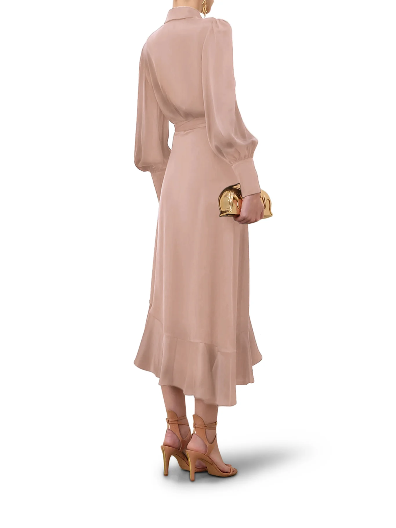 SILK WRAP MIDI DRESS - Image 4