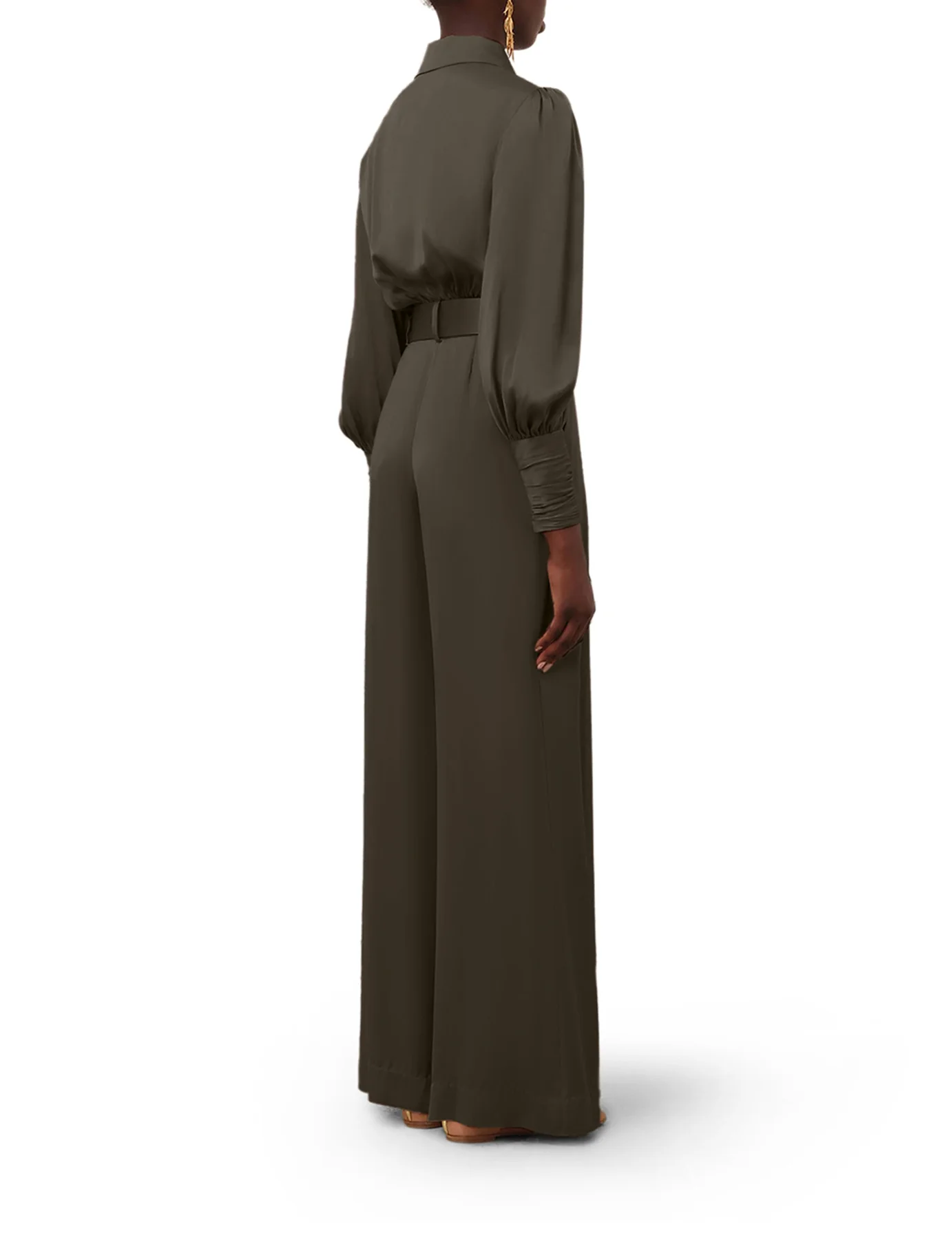 WIDE LEG TROUSERS WITH SILK BELT AND DARTS - Image 3